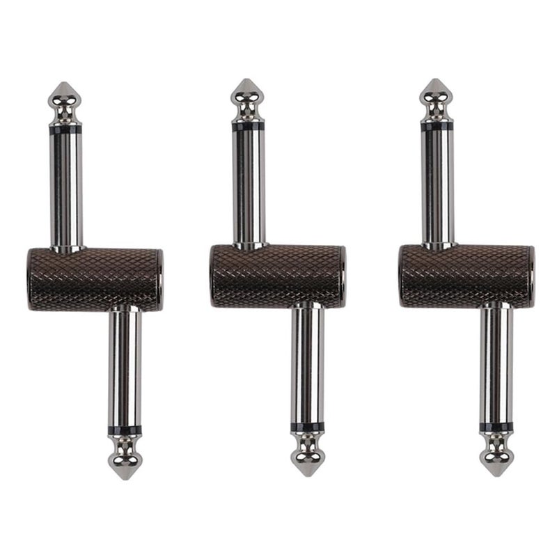Rayzm Guitar Pedal Patch Connector, 6.35mm (1/4") Effect Couplers, Male to Male Offset Plug Adaptor for Pedal-Board Instead of Patch Cable, Pack of 3 - Image 1